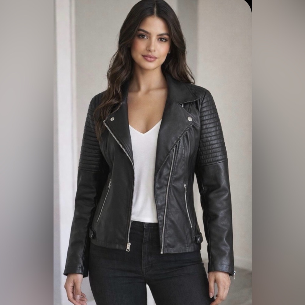🆕 Fashion Nova - Black Faux Leather Biker Moto Jacket